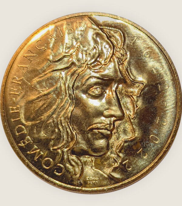 Medaille monnaie de paris commemorative moliere 400e anniversaire comedie francaise dessin eric ruf grande