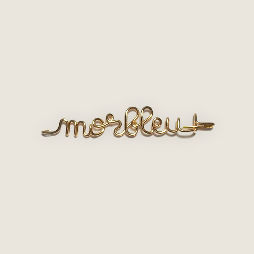 Morbleu faut il que je vous aime - citation de theatre - idee cadeau bijoux - Atelier Paulin - Comedie Francaise - citation Moliere - Fibule - gold filled 14k