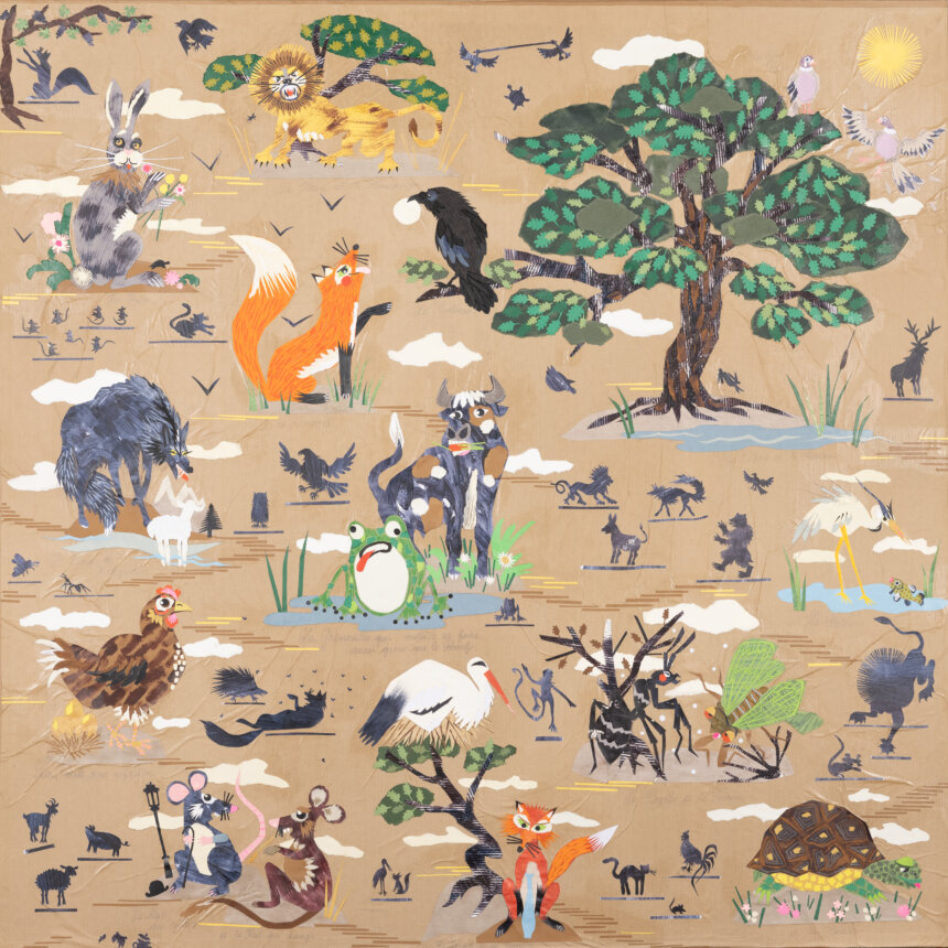 Les Fables de la Fontaine illustrées par Alexandre Fabre Teste collage Comedie Francaise