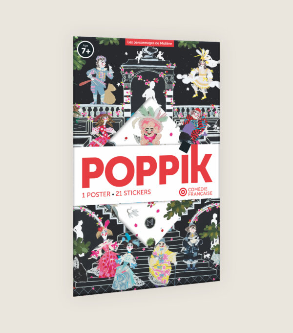 Jeux educatif poster a coller sticker Moliere personnage de theatre Poppik Comedie Francaise Pochette cadeau