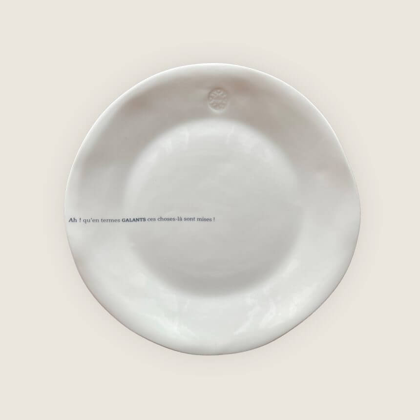 Assiette en porcelaine Sophie Masson Comedie Francaise Citation theatre Misanthrope Moliere